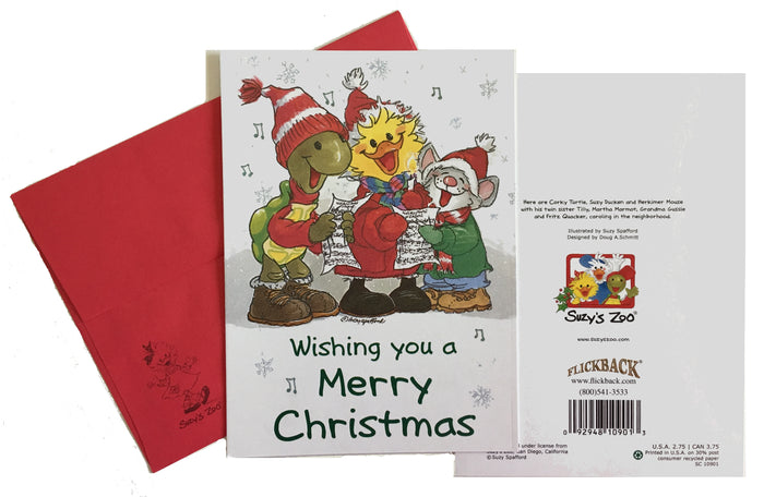 Suzy's Zoo Merry Christmas Carolers Holiday Greeting Card 5" x 7"
