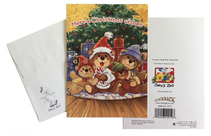 Suzy's Zoo Teddy Bear Christmas Holiday Greeting Card 5" x 7"