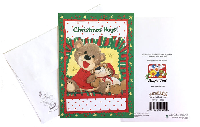 Suzy's Zoo Willie Bear's Christmas Hug Holiday Greeting Card 5" x 7"
