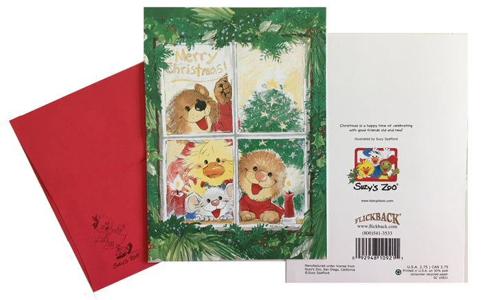 Suzy's Zoo Christmas Window Scene Holiday Greeting Card 5" x 7"