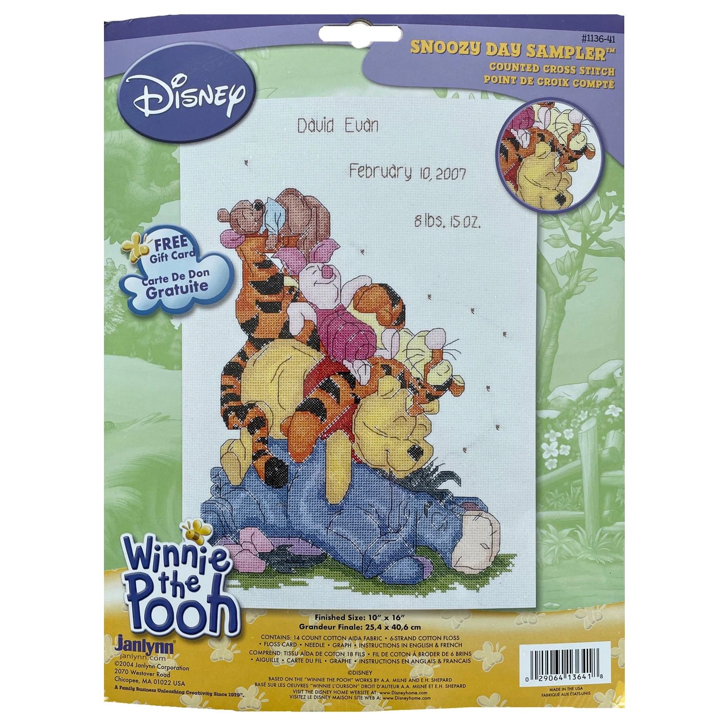 New Vintage Walt Disney Winnie The Pooh Bear Snoozy Day Counted
