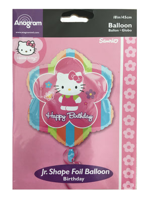 Hello Kitty Rainbow Stripe Happy Birthday Flower-Shaped 18" Striped Party Balloon