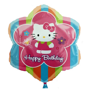 Hello Kitty Rainbow Stripe Happy Birthday Flower-Shaped 18" Striped Party Balloon