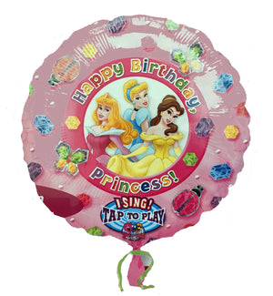 Disney Princesses Happy Birthday Jewels Jumbo 28" Party Balloon - Playing Sing-A-Tune - Aurora, Cinderella, Belle