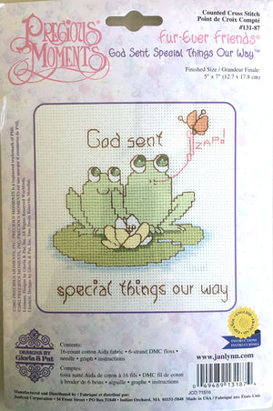 Precious Moments Cross Stitch Kit Frogs 'God Sent Special Things Our Way"