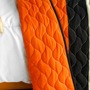 Black Orange Tan Striped Teen Boy Bedding Full/Queen Quilt Set - Back