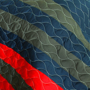 Navy Blue Red Yellow Striped Teen Bedding Full/Queen Modern Quilt Set - Detail