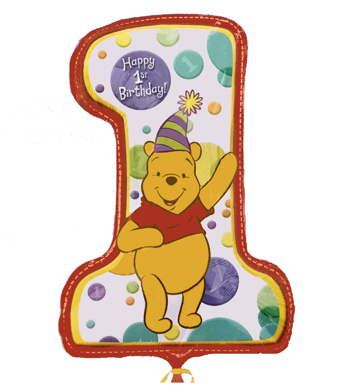 Winnie The Pooh Happy Baby's 1st First Birthday Jumbo 28" Shaped Party Balloon