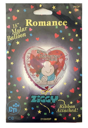 Vintage Rare Ziggy Valentine Love Heart-Shaped 18" Party Balloon with Ribbon Collectible Tom Wilson Comic ‘80s