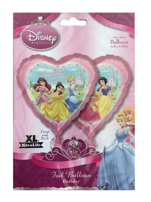Six Disney Princesses Happy Birthday Pink Heart-Shaped 18" Party Balloon - Garden Party