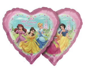 Six Disney Princesses Happy Birthday Pink Heart-Shaped 18" Party Balloon - Garden Party