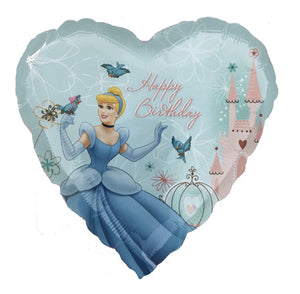 Disney Princess Cinderella & Birds Blue Heart-Shaped 18" Happy Birthday Party Balloon