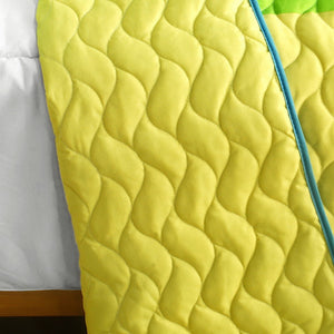 Lime Green Yellow Turquoise Blue Patchwork Teen Bedding Full/Queen Quilt Set - Back