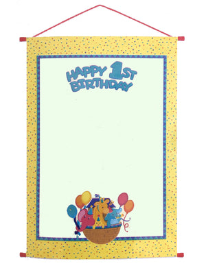 Noah's Ark Animals Baby's Happy 1st Birthday Party Sign-In Keepsake Sheet 19" x 27" Scroll