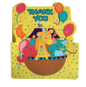 Happy Baby's 1st Birthday Party Noah's Ark Animals Yellow Thank You Cards 8 CT