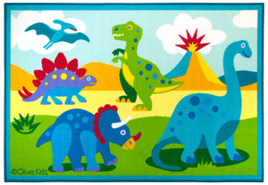 Blue & Green Dinosaur Kids Area Rug Medium or Large