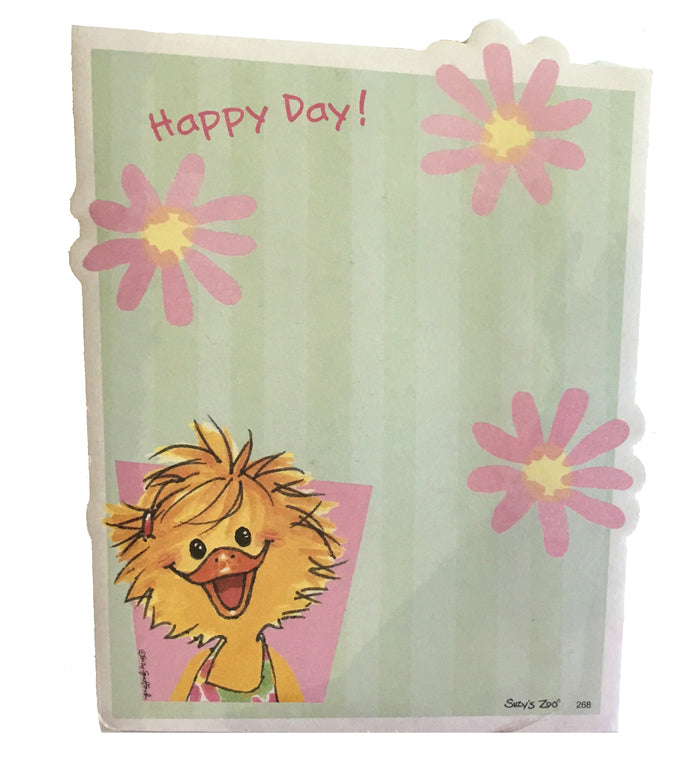 Suzy's Zoo Sally's Happy Day Die Cut Single Stationery Memo Note Sheet 5" x 6.5"