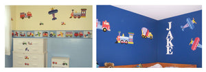 Train Airplane Fire Trucks Tractor Boy Wall Peel & Stick Decal Stickers