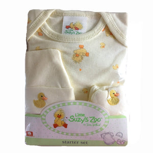 Vintage New Little Suzy's Zoo Infant Baby 4pc Starter Set One-Piece Onesie Underwear Yellow Witzy Duck Hat Booties Baby Shower Gift 0-3 Month / Newborn