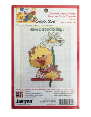 Suzy's Zoo Vintage Counted Cross Stitch Kit Suzy Ducken with Daisy Have a Special Day! 2001