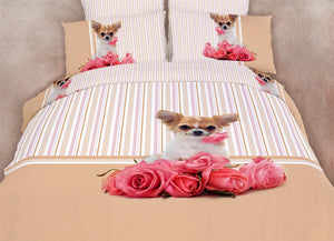 Chihuahua Dog Themed Girls Bedding Twin or Queen Duvet Cover Set Puppy Designer Ensemble