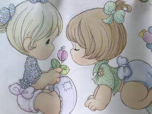 Precious Moments Baby Boys & Girls Wall Decals 10" x 18" 4 Sheets Peel & Stick Nursery Stickers
