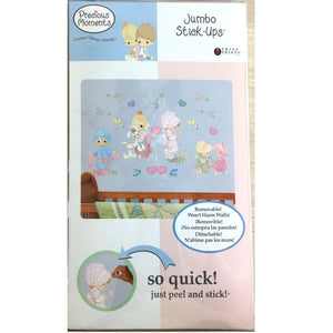 Vintage Precious Moments Little Girls Wall Decals Stickers 10" x 18" 4 Sheets Peel & Stick Tea Time Bunny Butterflies & Hearts