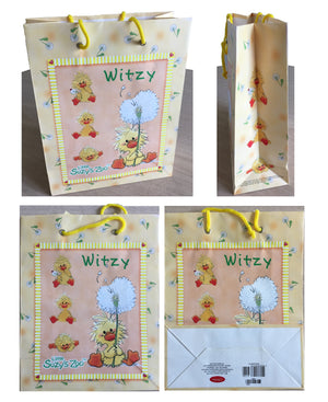 Little Suzy's Zoo Yellow Baby Witzy Duck Medium Gift Tote Paper Bag with Tag Baby Shower Party / New Baby