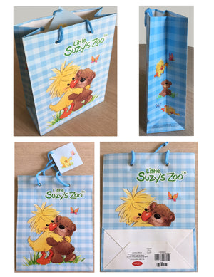 Little Suzy's Zoo Baby Witzy Duck & Boof Bear Blue Medium Gift Tote Paper Bag with Tag Baby Shower Party / New Baby