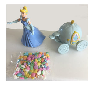 Disney Princess Cinderella & Carriage Birthday Cake Party Topper Decorating Set - 3pc Kit