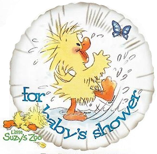 Little Suzy's Zoo Yellow Duck Witzy's Baby Shower 18" White Party Balloon