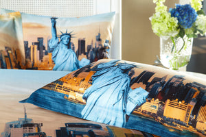 Luxury Cotton NYC New York Statue of Liberty Manhattan Bedding Twin Full/Queen King Duvet Cover Set Designer Ensemble