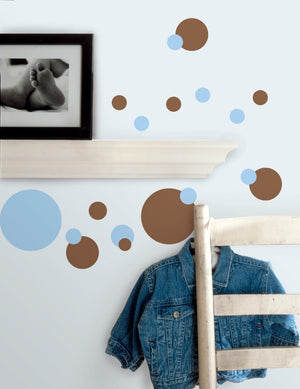 Blue and Brown Polka Dot Wall Stickers Decals Room Decor