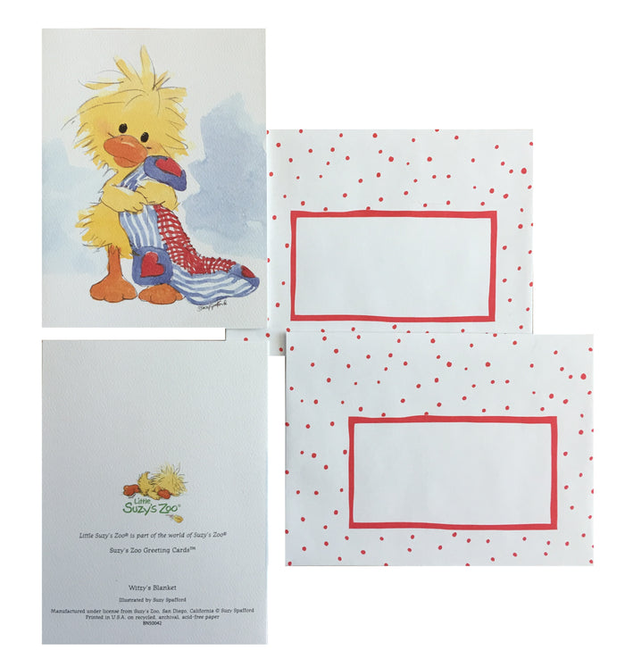 Little Suzy's Zoo Baby Witzy Duck Holding Blanket Memo Note Greeting Card with Envelope