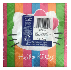 Hello Kitty Rainbow Striped Large Luncheon Party Napkins 16 CT