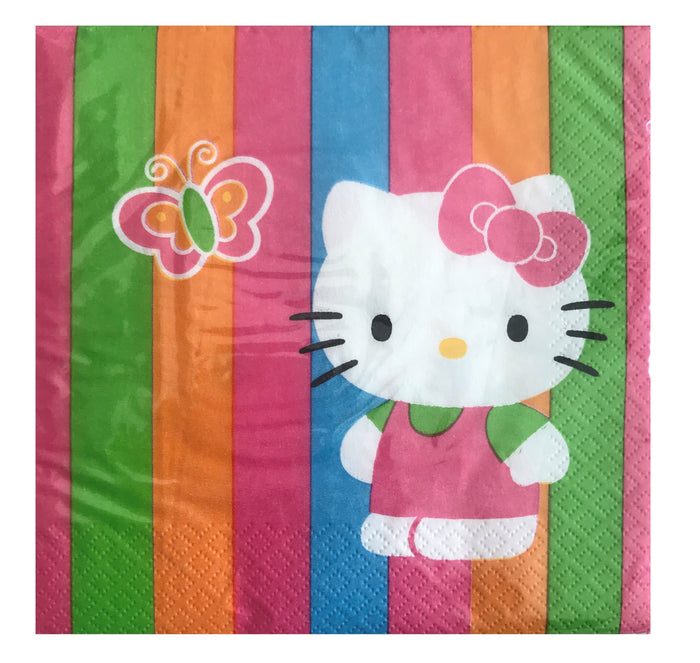 Hello Kitty Rainbow Striped Large Luncheon Party Napkins 16 CT
