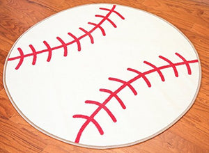 Baseball Shaped Round 3'3" (39") Sports Rug