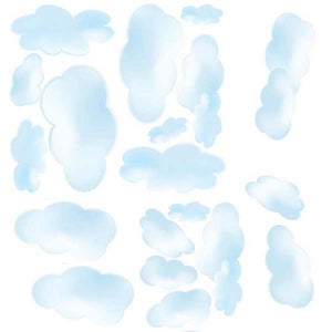 Clouds Wall Decals Stickers Peel & Stick Kids Room or Nursery White & Blue