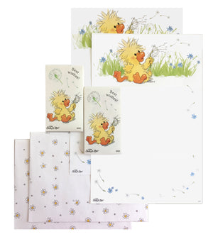 Little Suzy's Zoo Witzy Duck Best Wishes 3pc Stationery Set  - 6" x 9" with Envelope and Sticker