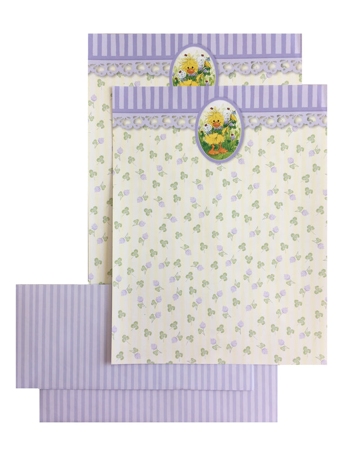 Little Suzy's Zoo Witzy Duck with Flowers 2pc Computer Stationery Set - 8 1/2" x 11"