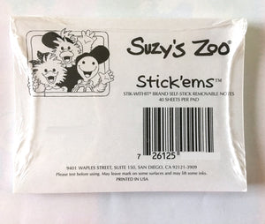 Suzy's Zoo Stick'ems Mini Memo Note Pad Self-Stick Removable Notes 40 Sheets - Teacher Lizzie Yay for learning
