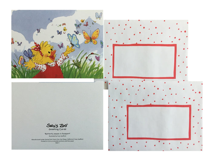 Suzy's Zoo Suzy & Butterflies Blank Memo Note Greeting Card with Envelope