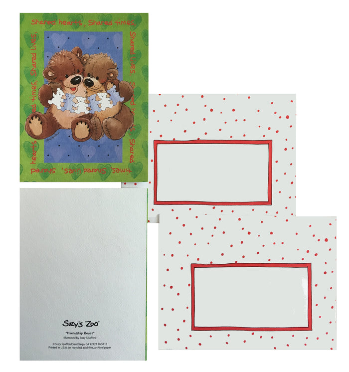 Suzy's Zoo Love Bears Memo Note Greeting Card with Envelope - Shared Hearts Shared Lives