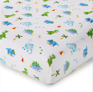 Wildkin Dinosaur Land 100% Cotton Fitted Crib Sheet Blue