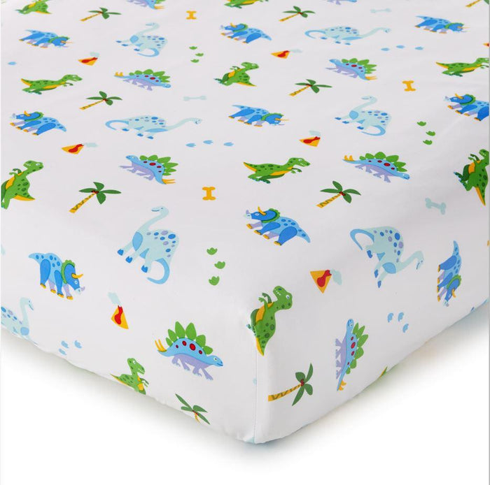 Dinosaurs Cotton Fitted Baby Crib Sheets 2-Pack