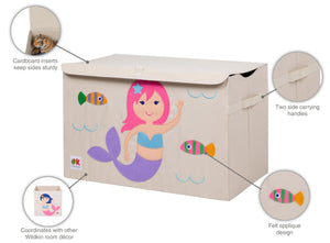Mermaid Appliqued Toy Storage Chest / Foldable Canvas Box / Bin 24"