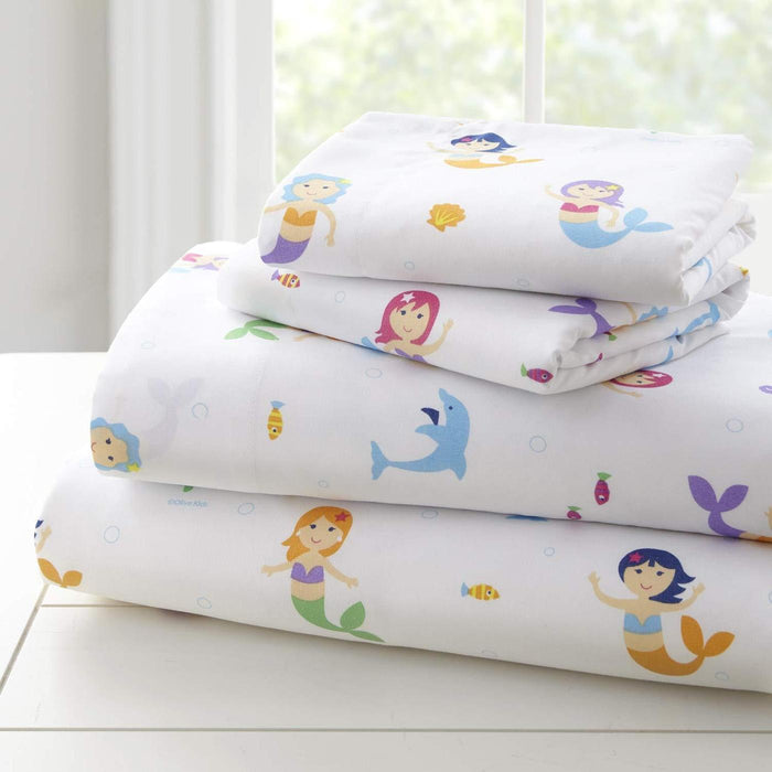 Mermaids Kids Microfiber Bed Sheet Set Toddler Twin Full