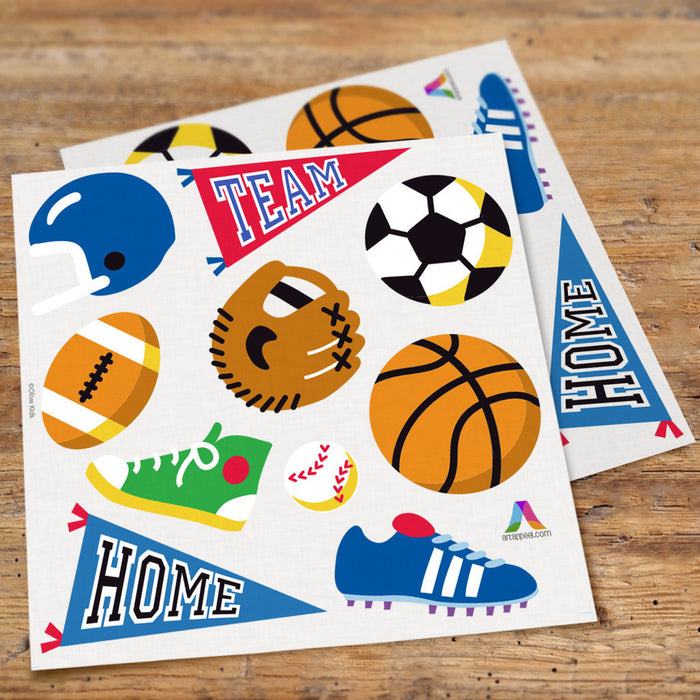 Sports Balls Wall Decals Peel & Stick Stickers Football Basketball Soccer Baseball