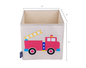 Red Fire Truck 10" Cube Canvas Toy Storage Box / Bin