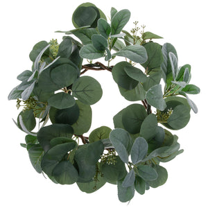 Eucalyptus Lambs Ear 14” Wreath NEW Home Seasonal Spring Summer or Wedding Decor Artificial Greenery